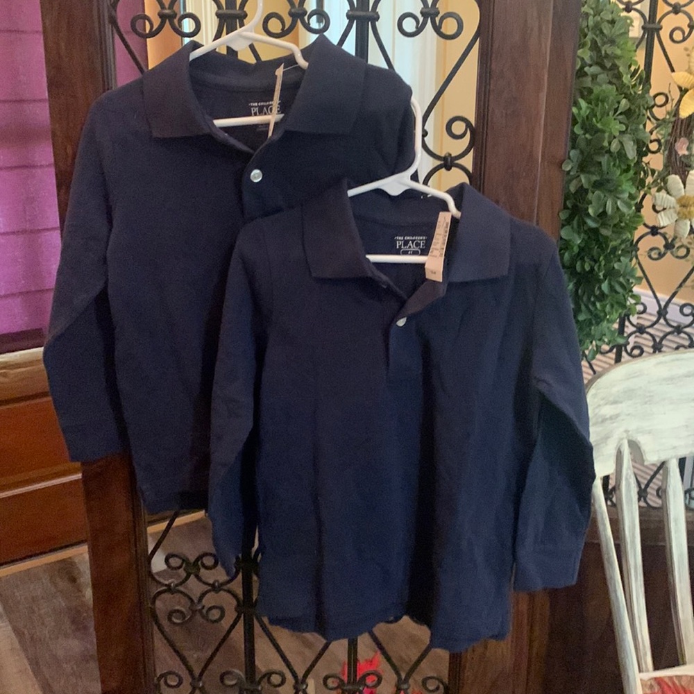 NWT navy blue uniform long sleeve polo shirts.